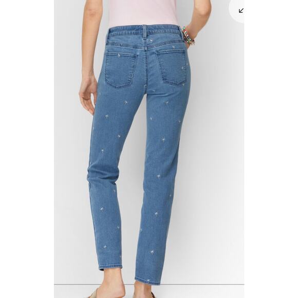 Talbots SLIM ANKLE JEANS - EMBROIDERED PALM TREE denim jeans women size 10 - Picture 3 of 11
